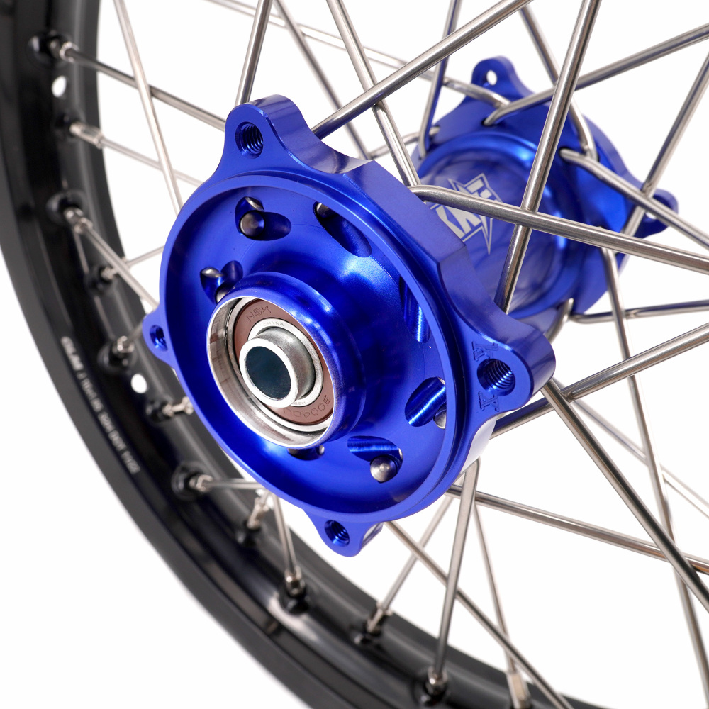 KKE19/16 Kid's Dirt Bike Big Wheels for Kawasaki KX80 93-2000/ KX85 2000-2025/ KX100 KX112 Blue Hub/ Silver Nipples