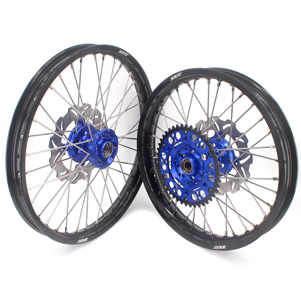 KKE 21/18 Enduro Dirt Bike Wheels fit Kawasaki KX250F KX450F 2006-2014/ KX125 KX250 2006-2007 Blue Hubs