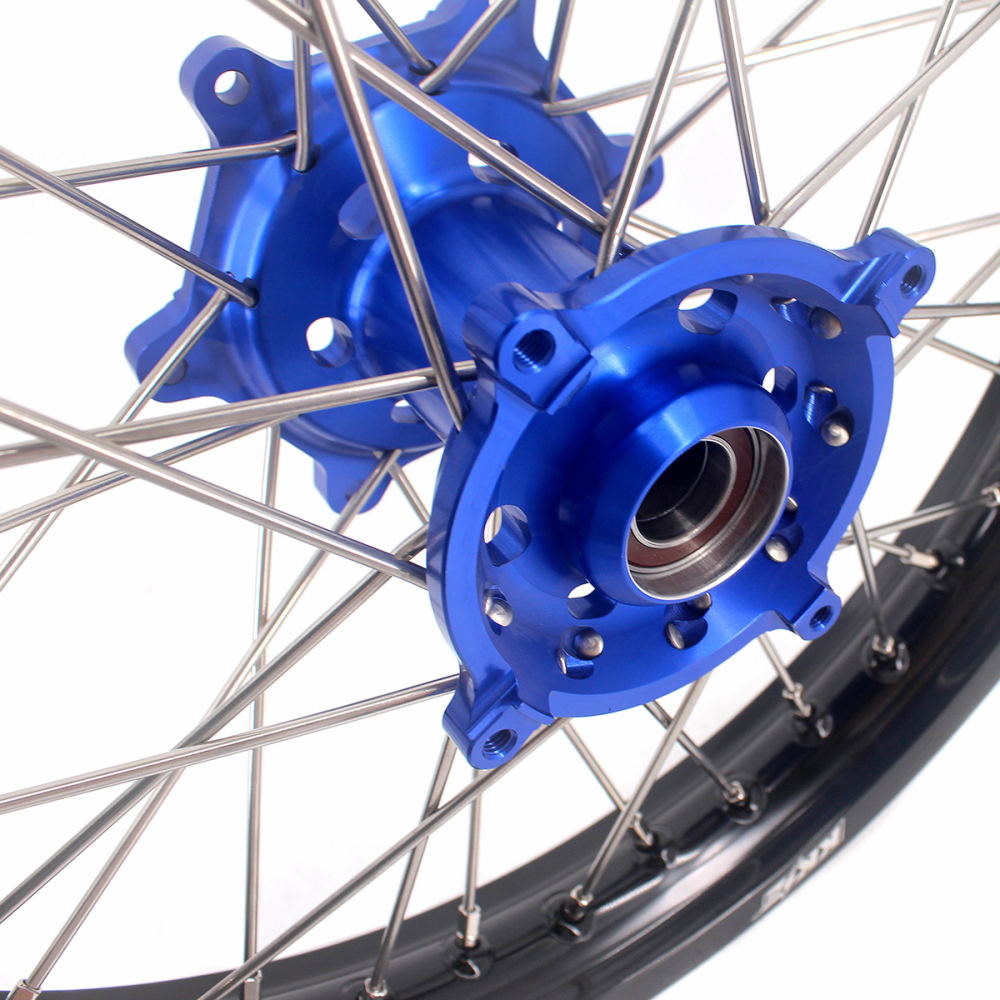 KKE 21/18 Enduro Dirt Bike Wheels fit Kawasaki KX250F KX450F 2006-2014/ KX125 KX250 2006-2007 Blue Hubs