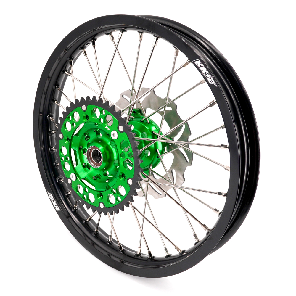 KKE 21/19 MX Dirt Bike Wheels Set fit Kawasaki KX250F KX450F 2006-2014/ KX125 KX250 2006-2007 Green Hub/ Silver Nipples