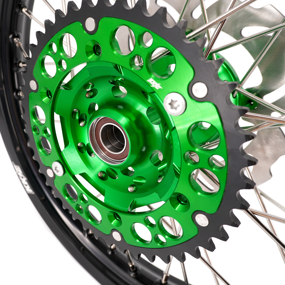 KKE 21/19 MX Dirt Bike Wheels Set fit Kawasaki KX250F KX450F 2006-2014/ KX125 KX250 2006-2007 Green Hub/ Silver Nipples