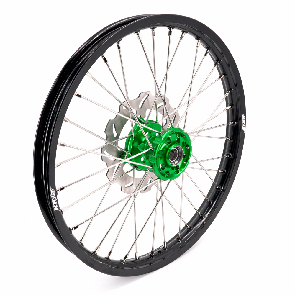 KKE 21/19 MX Dirt Bike Wheels Set fit Kawasaki KX250F KX450F 2006-2014/ KX125 KX250 2006-2007 Green Hub/ Silver Nipples