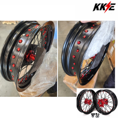 KKE Returned Wheels fit 2013-2025 CRF250R CRF450R Honda / 3.5*17"/4.25*17" Supermoto Wheels Red Hub/ Black Spoke