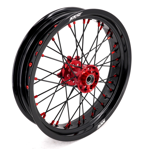 KKE Wheels fit 2013-2025 CRF250R CRF450R Honda / 3.5*17"/4.25*17" Supermoto Wheels Red Hub Black Spokes
