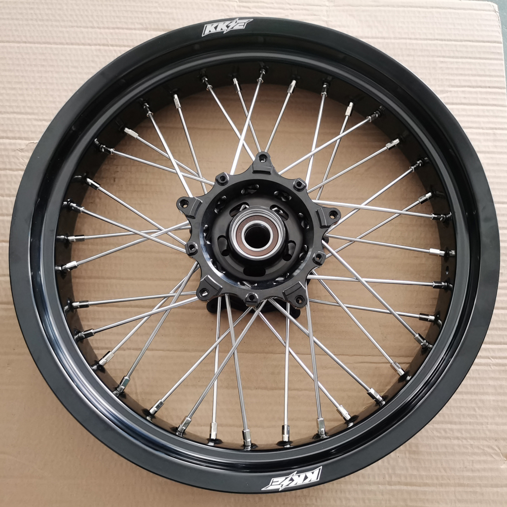 for Tenere 700 -- KKE Wheels Compatible with Yamaha Tenere 700 2019 - 2025 Silver Nuts 3.5*17" / 4.25*17"