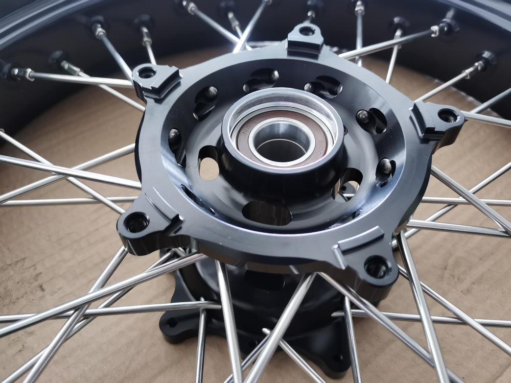 for Tenere 700 -- KKE Wheels Compatible with Yamaha Tenere 700 2019 - 2025 Silver Nuts 3.5*17" / 4.25*17"