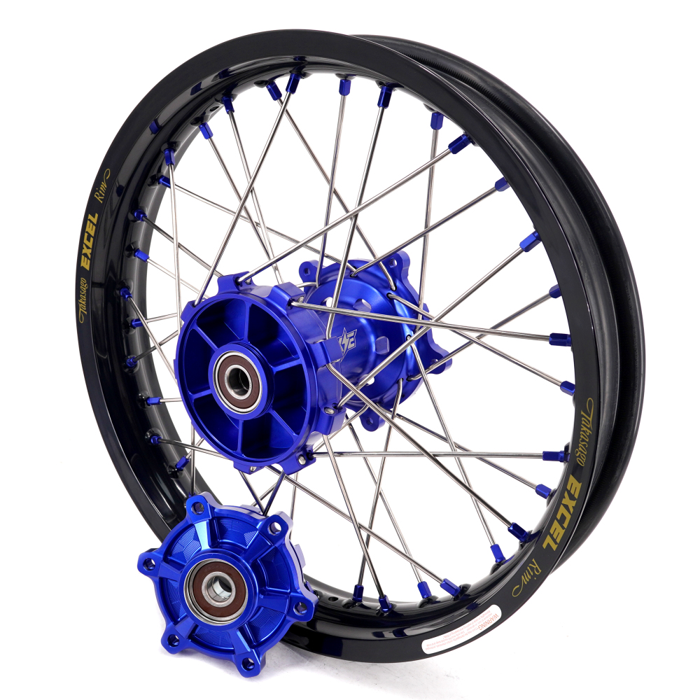 for Tenere 700 -- KKE Wheels Excel Rims Compatible with Yamaha Tenere 700 2019 - 2025 Blue Nuts 1.85*21"/2.5*18"
