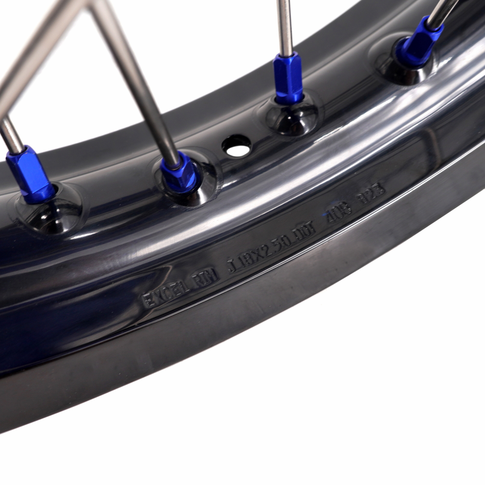 for Tenere 700 -- KKE Wheels Excel Rims Compatible with Yamaha Tenere 700 2019 - 2025 Blue Nuts 1.85*21"/2.5*18"