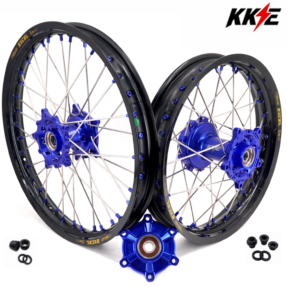 for Tenere 700 -- KKE Wheels Excel Rims Compatible with Yamaha Tenere 700 2019 - 2025 Blue Nuts 1.85*21"/2.5*18"