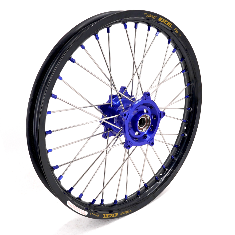 for Tenere 700 -- KKE Wheels Excel Rims Compatible with Yamaha Tenere 700 2019 - 2025 Blue Nuts 1.85*21"/2.5*18"