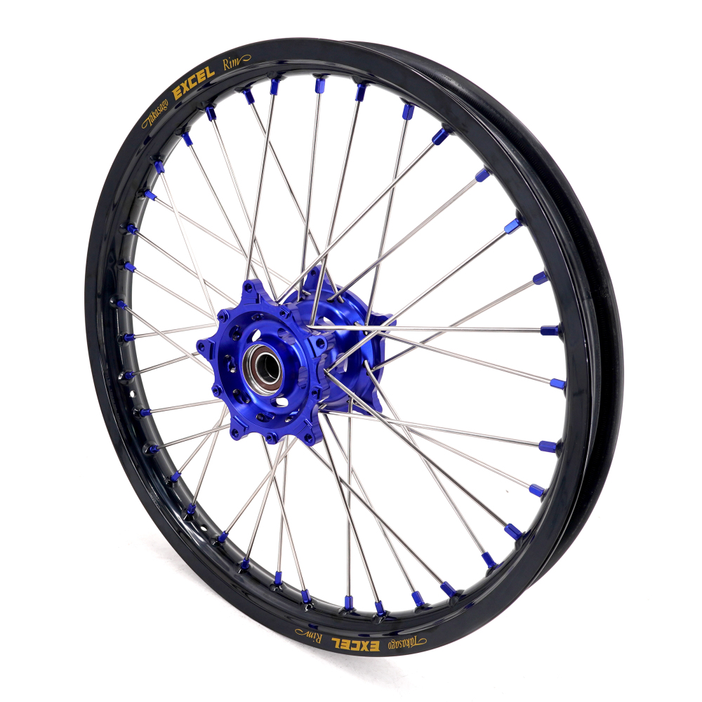for Tenere 700 -- KKE Wheels Excel Rims Compatible with Yamaha Tenere 700 2019 - 2025 Blue Nuts 1.85*21"/2.5*18"
