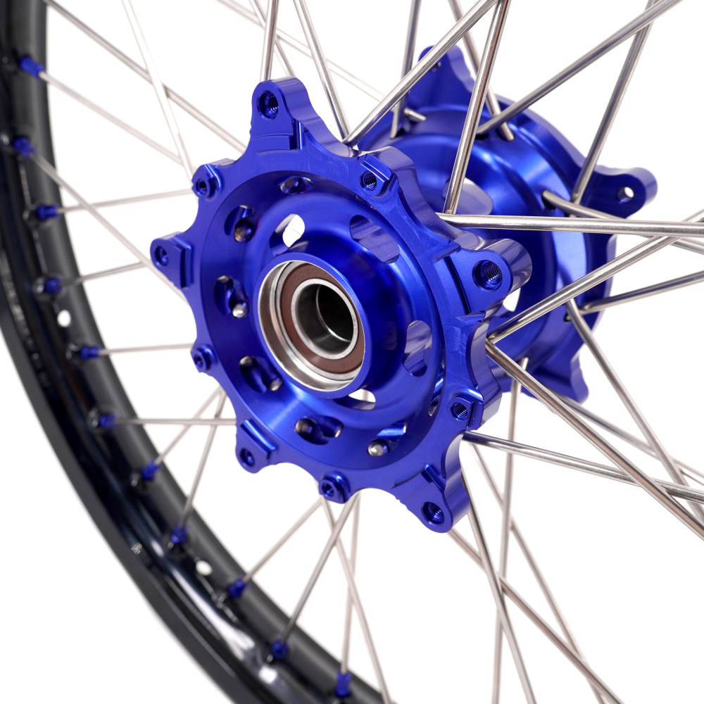 for Tenere 700 -- KKE Wheels Excel Rims Compatible with Yamaha Tenere 700 2019 - 2025 Blue Nuts 1.85*21"/2.5*18"