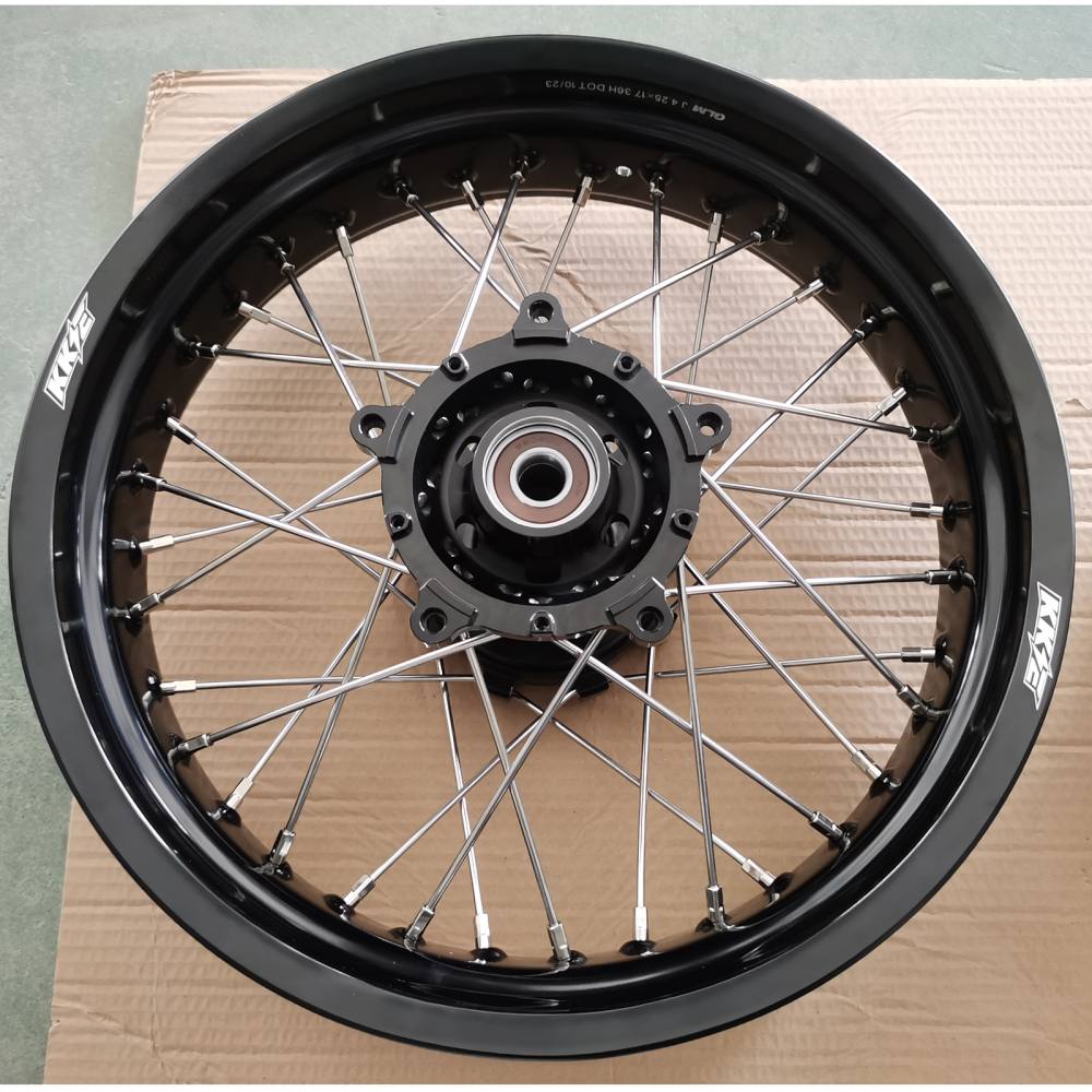 for Tenere 700 -- KKE Wheels Compatible with Yamaha Tenere 700 2019 - 2025 Silver Nuts 3.5*17" / 4.25*17"