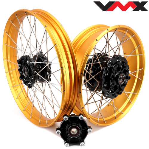 Wheels for Tenere 700 -- VMX Tubeless Wheels Compatible with Yamaha Tenere 700 2019 - 2025 Gold Rims 2.15*21"/4.25*18" Hub Color Options: Black Blue Red