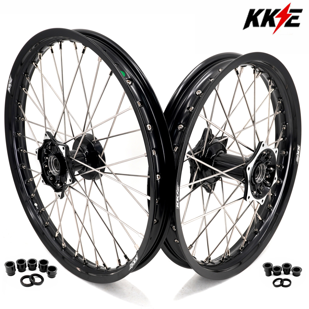 for YZ125 YZ250F - KKE 21/19 Cast Dirt Bike Wheels fit Yamaha YZ125 YZ250 1999-2025 YZ250F YZ450F Black Hubs