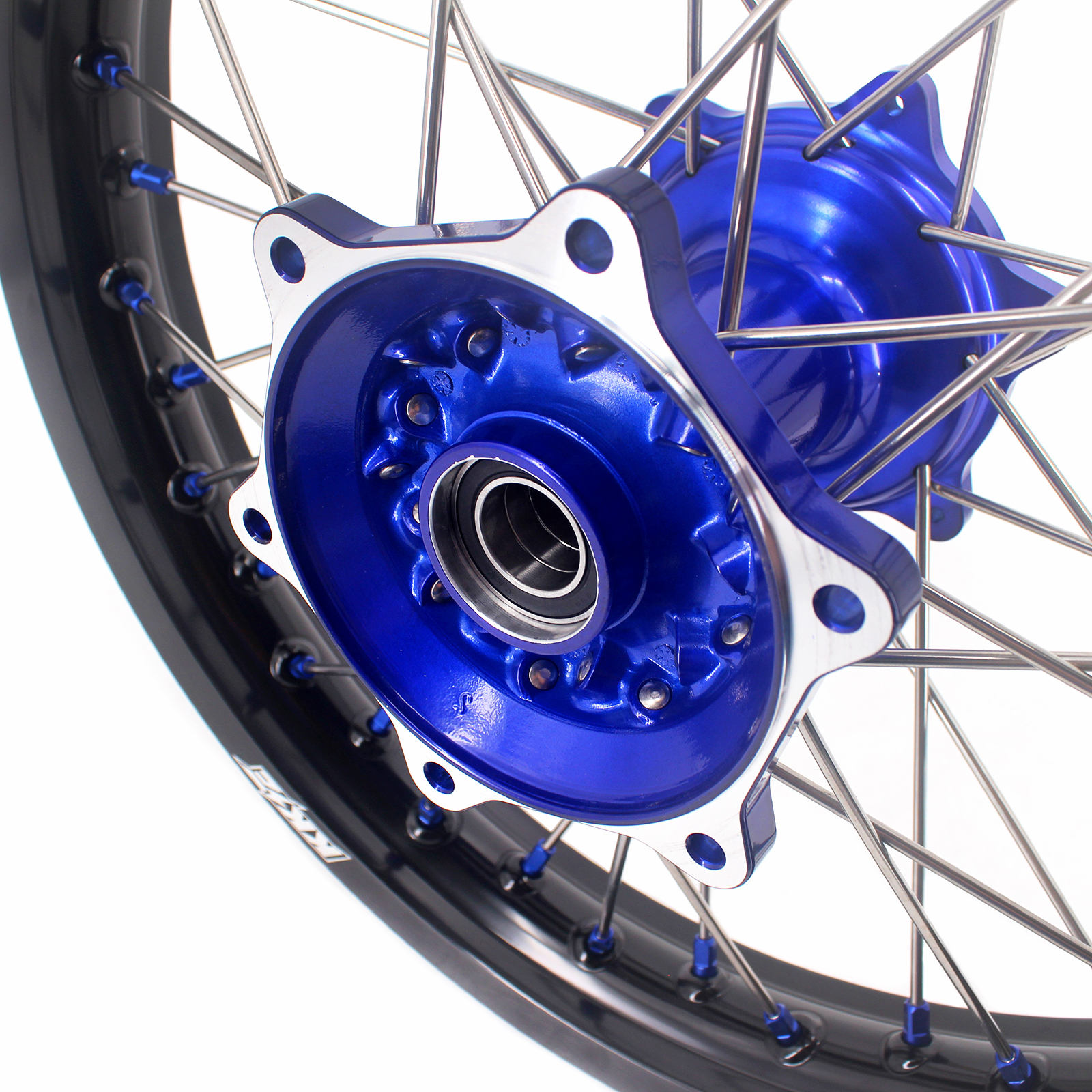 for YZ125 YZ250F - KKE 21/18 Cast Dirt Bike Wheels fit Yamaha YZ125 YZ250 1999-2025 YZ250F YZ450F Blue Nipples