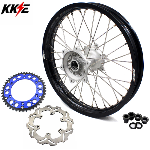 for WR250F WR450F - KKE 2.15 * 18 Cast Rear Dirt Bike Wheel fit Yamaha WR250F 2001-2024 WR450F 2003-2024 Blue Sprocket/ Rear Disc