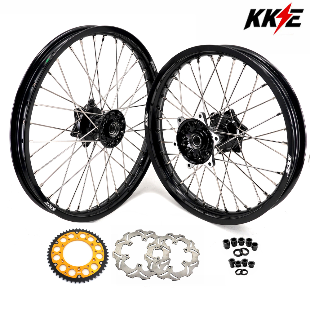 for YZ125 YZ250F - KKE 21/19 Cast Dirt Bike Wheels fit Yamaha YZ125 YZ250 1999-2016 YZ250F YZ450F 2003-2015 Black Hubs