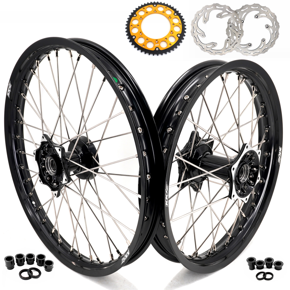 for YZ125 YZ250F - KKE 21/19 Cast Dirt Bike Wheels fit Yamaha YZ125 YZ250 1999-2016 YZ250F YZ450F 2003-2015 Black Hubs