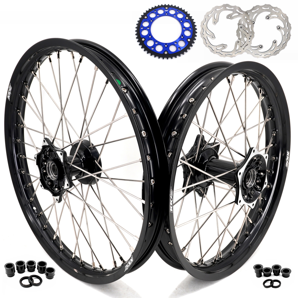 for YZ125 YZ250F - KKE 21/19 Cast Dirt Bike Wheels fit Yamaha YZ125 YZ250 1999-2016 YZ250F YZ450F 2003-2015 Black Hubs