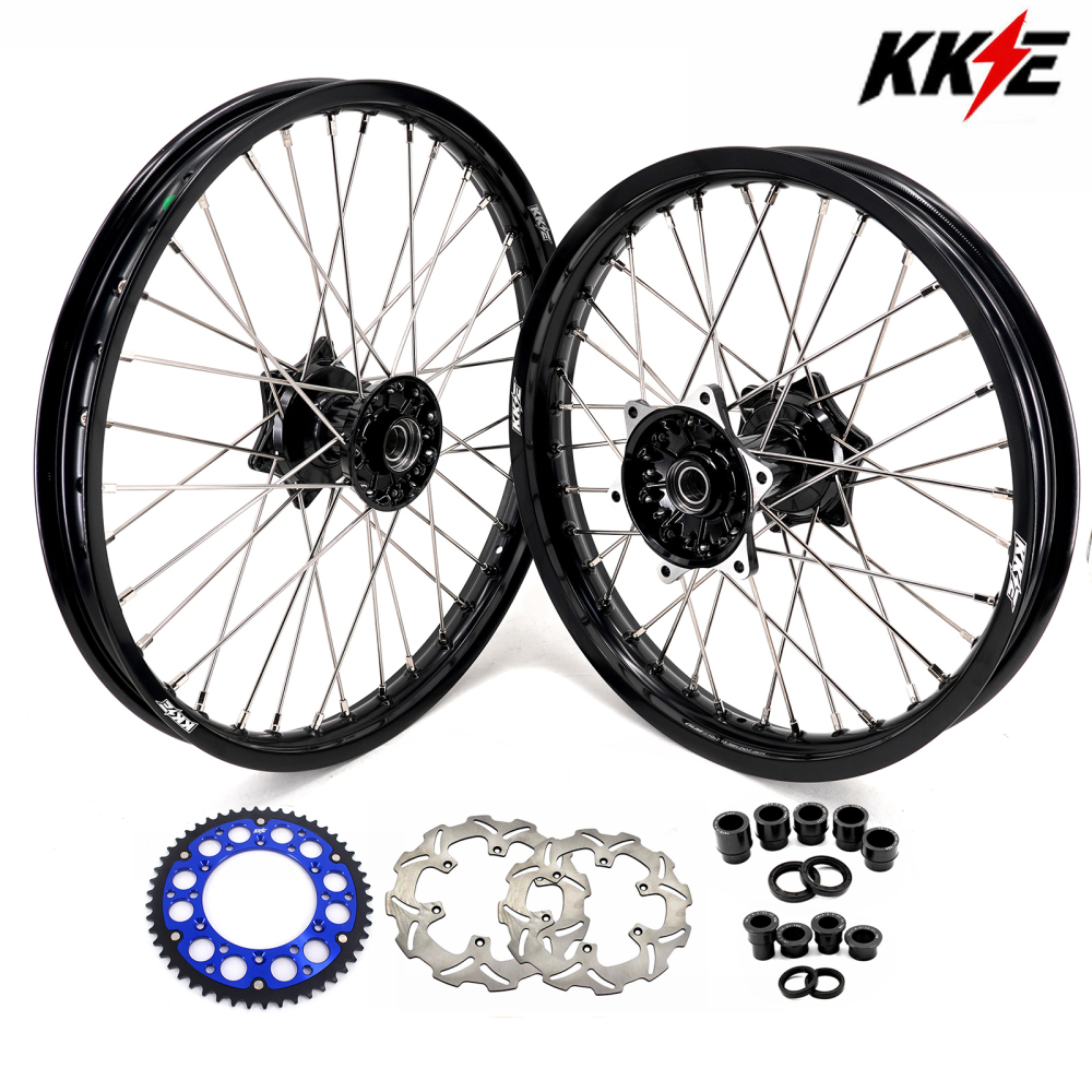 for YZ125 YZ250F - KKE 21/19 Cast Dirt Bike Wheels fit Yamaha YZ125 YZ250 1999-2016 YZ250F YZ450F 2003-2015 Black Hubs