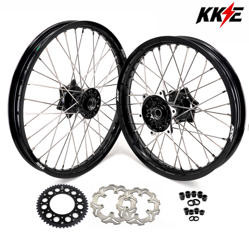 for YZ125 YZ250F - KKE 21/19 Cast Dirt Bike Wheels fit Yamaha YZ125 YZ250 1999-2016 YZ250F YZ450F 2003-2015 Black Hubs