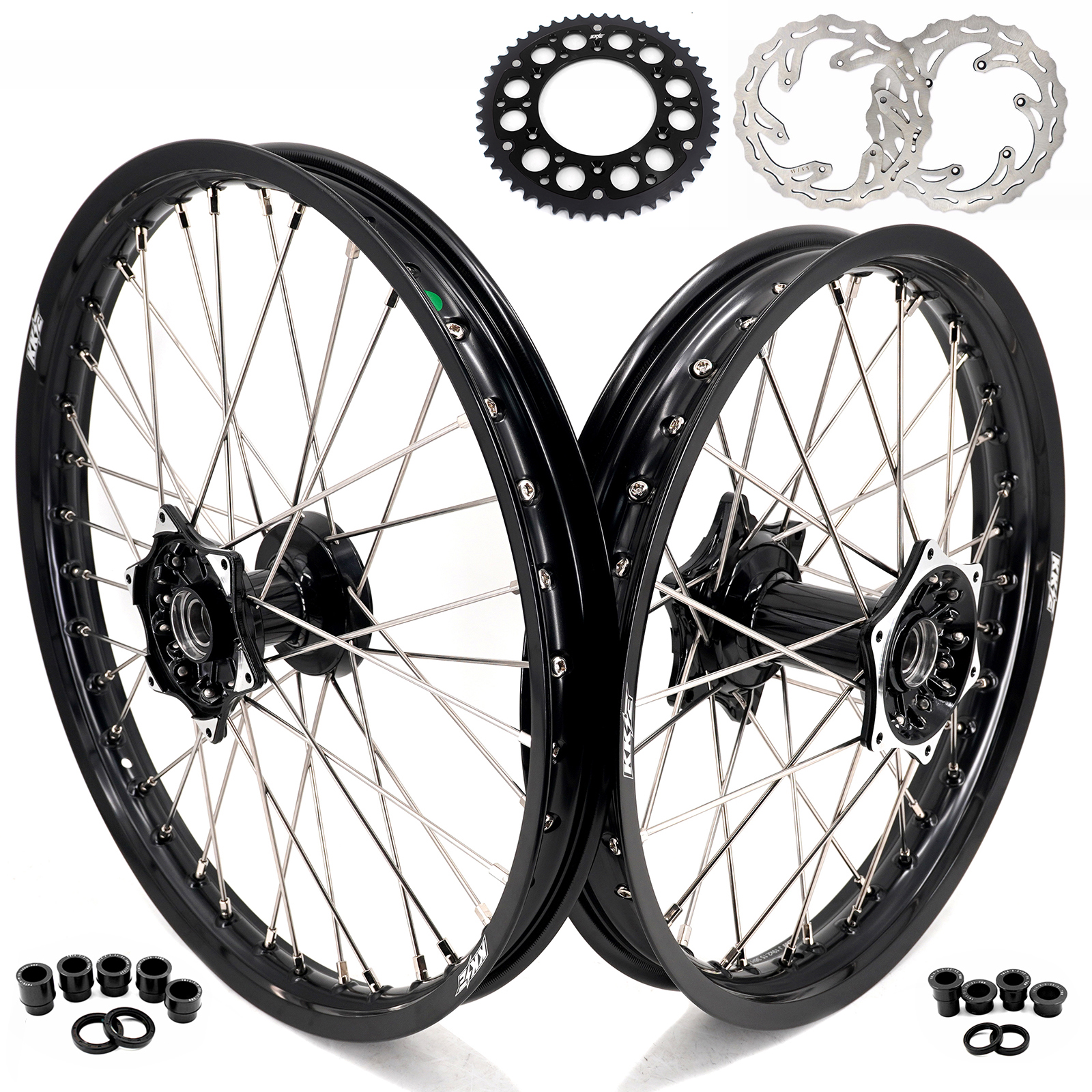 for YZ125 YZ250F - KKE 21/19 Cast Dirt Bike Wheels fit Yamaha YZ125 YZ250 1999-2016 YZ250F YZ450F 2003-2015 Black Hubs