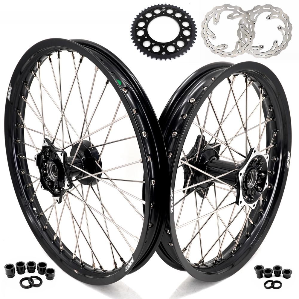 for YZ125 YZ250F - KKE 21/19 Cast Dirt Bike Wheels fit Yamaha YZ125 YZ250 1999-2016 YZ250F YZ450F 2003-2015 Black Hubs