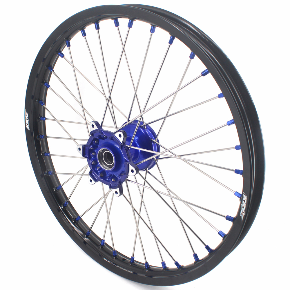 for YZ125 YZ250F - KKE 21/19 Cast Dirt Bike Wheels fit Yamaha YZ125 YZ250 1999-2025 YZ250F YZ450F Blue Nipples