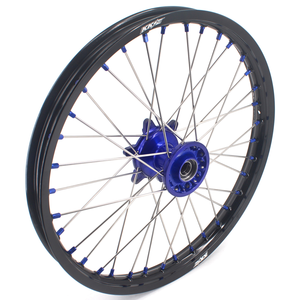 for YZ125 YZ250F - KKE 21/19 Cast Dirt Bike Wheels fit Yamaha YZ125 YZ250 1999-2025 YZ250F YZ450F Blue Nipples
