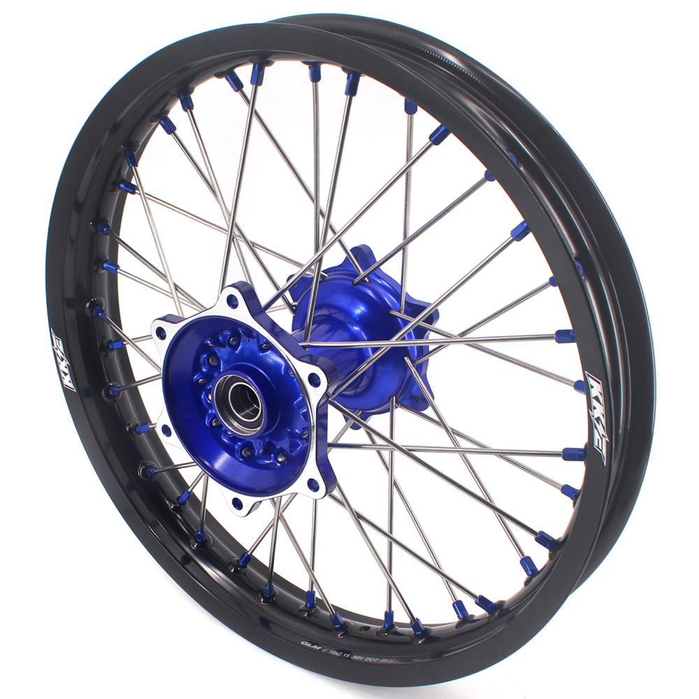 for YZ125 YZ250F - KKE 21/19 Cast Dirt Bike Wheels fit Yamaha YZ125 YZ250 1999-2025 YZ250F YZ450F Blue Nipples
