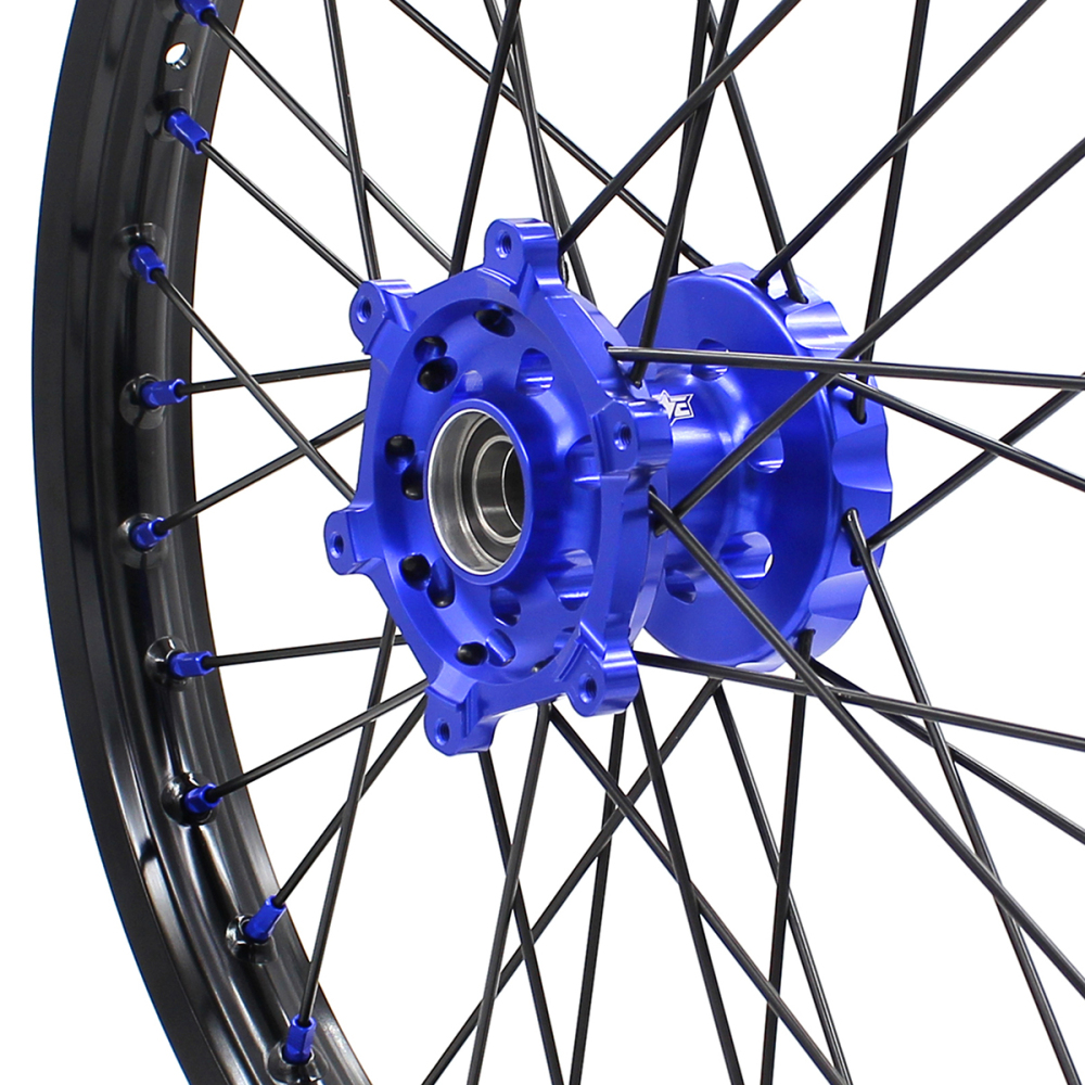 for YZ125 YZ250F - KKE 21/19 CNC Dirt Bike Wheels fit Yamaha YZ125 YZ250 1999-2016 YZ250F YZ450F 2003-2015 Black Spokes