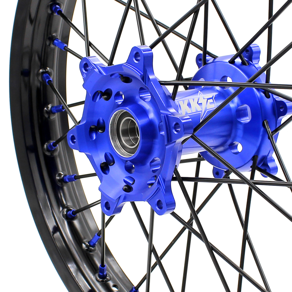 for YZ125 YZ250F - KKE 21/19 CNC Dirt Bike Wheels fit Yamaha YZ125 YZ250 1999-2016 YZ250F YZ450F 2003-2015 Black Spokes