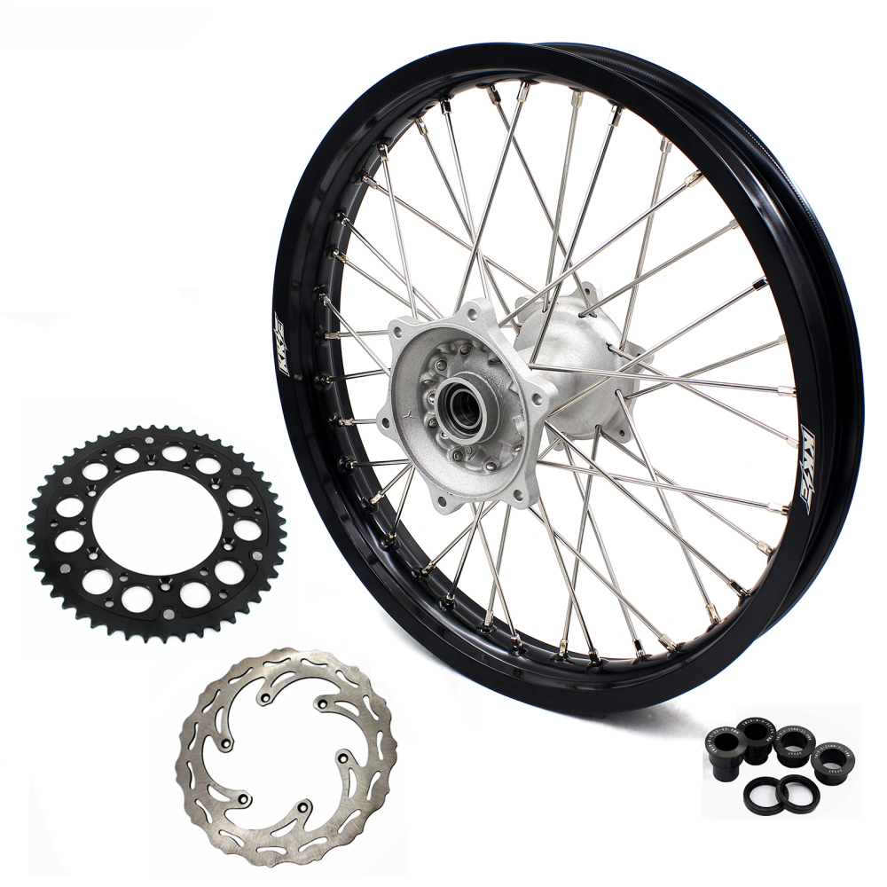 for YZ125 YZ250F - KKE 2.15 * 19 Cast Rear Dirt Bike Wheel fit Yamaha YZ125 YZ250 1999-2025 YZ250F YZ450F Disc Black Sprocket