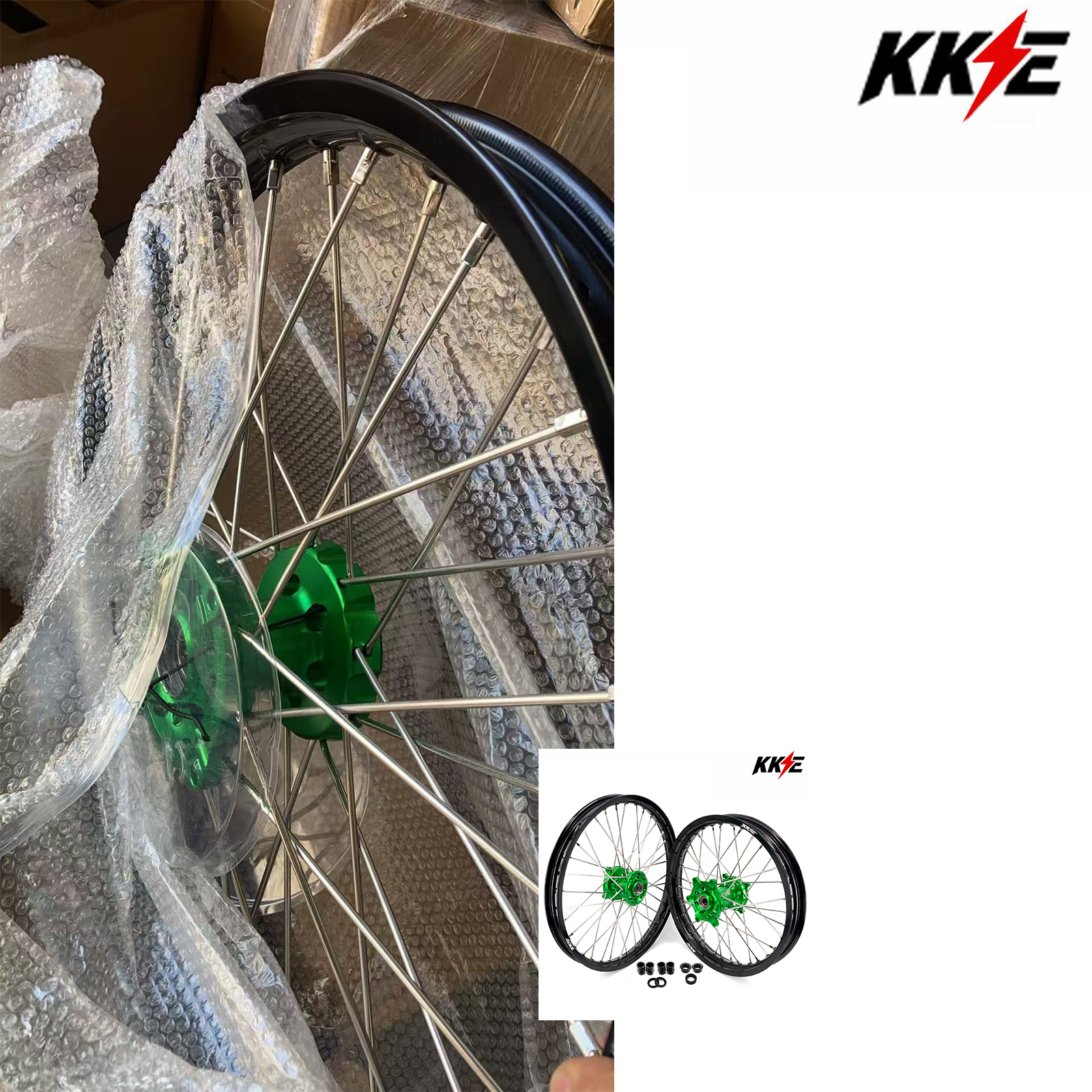 Returned Wheels for KX250F KX450F 2006-2021/ KX250X KX450X KX250 KX125 KX450 --- KKE 21/19 Dirt Bike Wheels Rims fit Kawasaki Green Hub