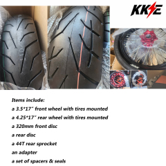 Returned Wheels for Honda CRF250R 2004-2013 CRF450R 2002-2012 -- KKE Supermoto Wheels with CST Tires Mounted 3.5*17"/4.25*17 Rims