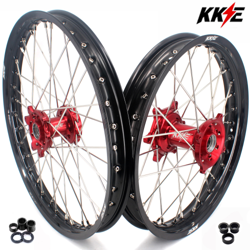 KKE 21/18 Wheels for CRF250R 04-13 CRF450R 02-12 Honda Dirt Bike CNC Red Hubs