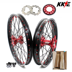 Returned Wheels for CRF250R 04-13 CRF450R 02-12 - KKE 21/19 CNC Dirt Bike Wheels fit Honda CRF250R CRF450R CR125R CR250R Black Spokes