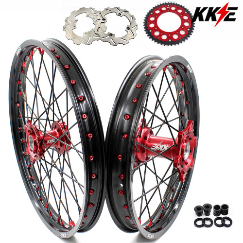 for CR125R 1995-1997 CR250R 95-96 CR500R 96-01 -- KKE 21/19 CNC Dirt Bike Wheels fit Honda Black Spokes