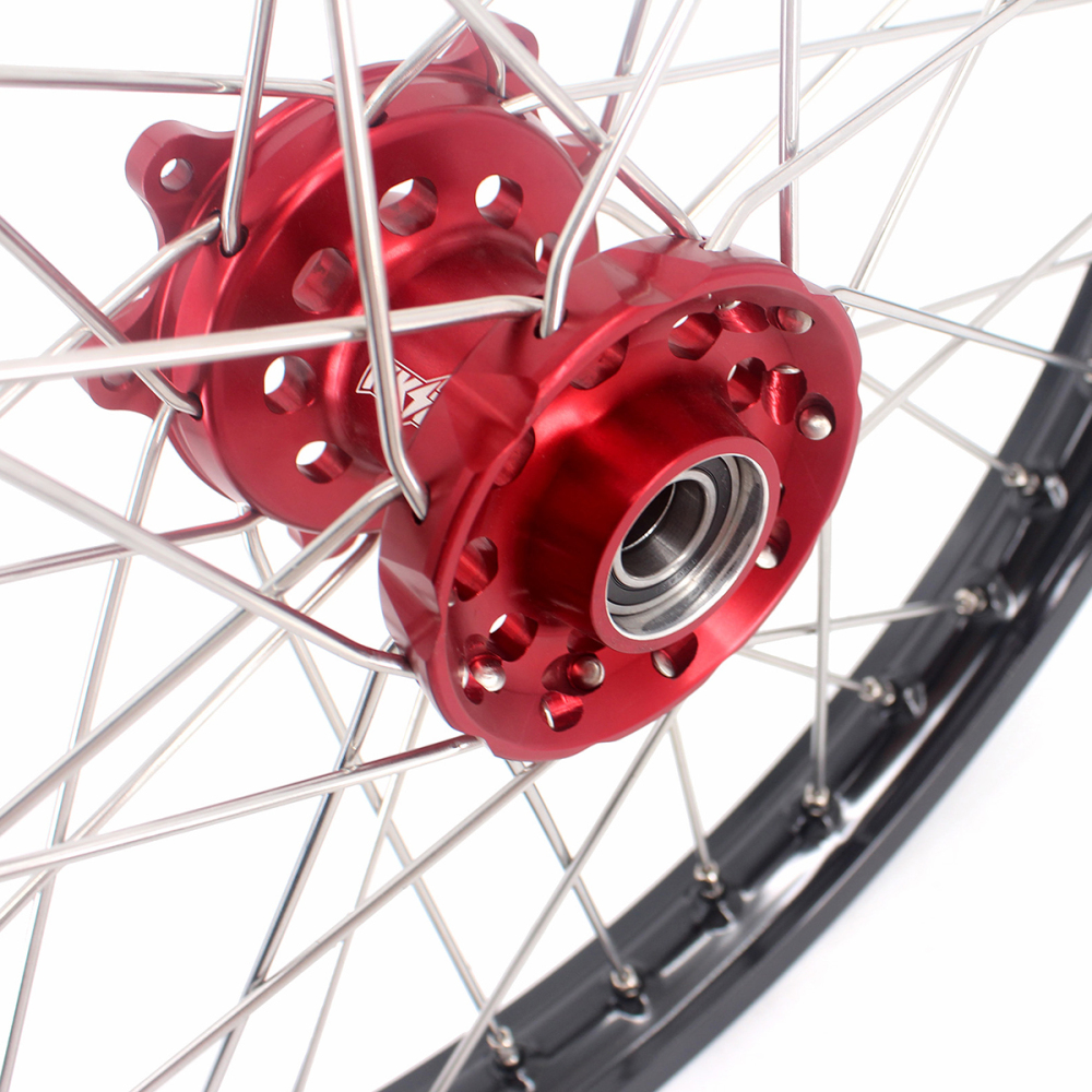 KKE 21/18 Wheels for CRF250R 04-13 CRF450R 02-12 Honda Dirt Bike CNC Red Hubs