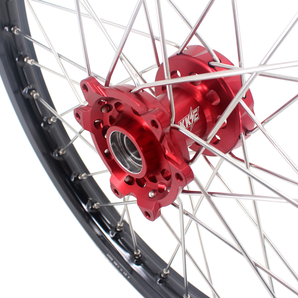 KKE 21/18 Wheels for CRF250R 04-13 CRF450R 02-12 Honda Dirt Bike CNC Red Hubs