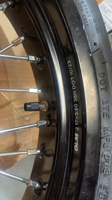 Used Wheels for Honda XR650R 2000-2008 -- KKE Supermoto Wheels with CST Tires Mounted 3.5*17"/4.25*17 Rims