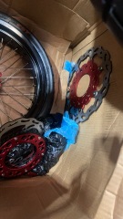 Used Wheels for Honda XR650R 2000-2008 -- KKE Supermoto Wheels with CST Tires Mounted 3.5*17"/4.25*17 Rims