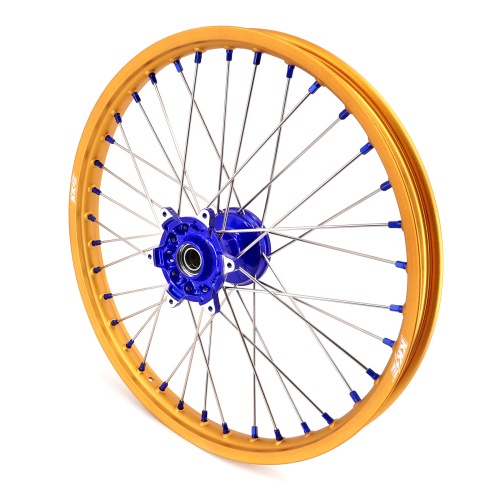 for YZ125 YZ250F - KKE 21/18 Cast Dirt Bike Wheels fit Yamaha YZ125 YZ250 1999-2025 YZ250F YZ450F Blue Nipples/Gold Rims