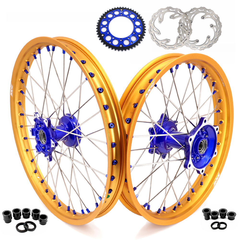 for YZ125 YZ250F - KKE 21/19 Cast Dirt Bike Wheels fit Yamaha YZ125 YZ250 1999-2016 YZ250F YZ450F 2003-2015 Gold Rims