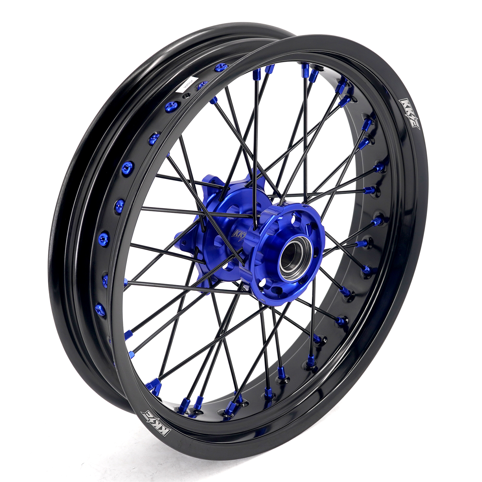 for KTM 125-530CC-KKE 17" Supermoto Wheels for KTM 125-530CC XCW EXC EXCW 2000-2025 / Husqvarna TE TC FE FC 125cc-501cc 2014-2024 Blue Hub/Black Spoke