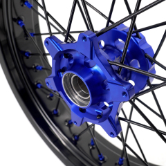 for KTM 125-530CC-KKE 17" Supermoto Wheels for KTM 125-530CC XCW EXC EXCW 2000-2025 / Husqvarna TE TC FE FC 125cc-501cc 2014-2024 Blue Hub/Black Spoke