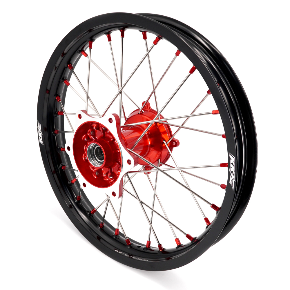 for Honda CRF250R 2004-2013 CRF450R 02-12 -- KKE Cast Dirt Bike Wheels Rims Set Red Cast Hubs