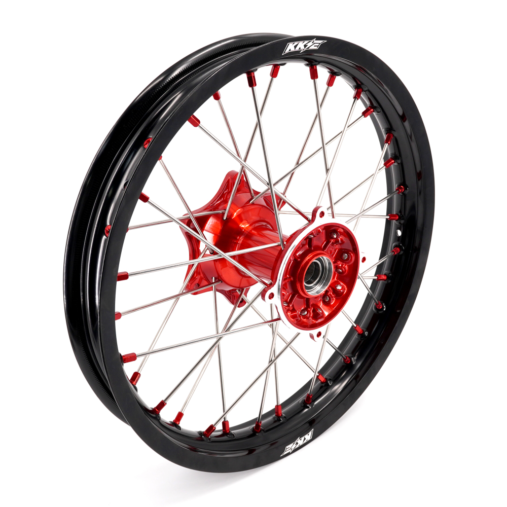for Honda CRF250R 2004-2013 CRF450R 02-12 -- KKE Cast Dirt Bike Wheels Rims Set Red Cast Hubs