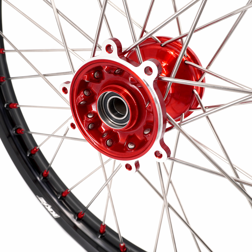 for Honda CRF250R 2004-2013 CRF450R 02-12 -- KKE Cast Dirt Bike Wheels Rims Set Red Cast Hubs